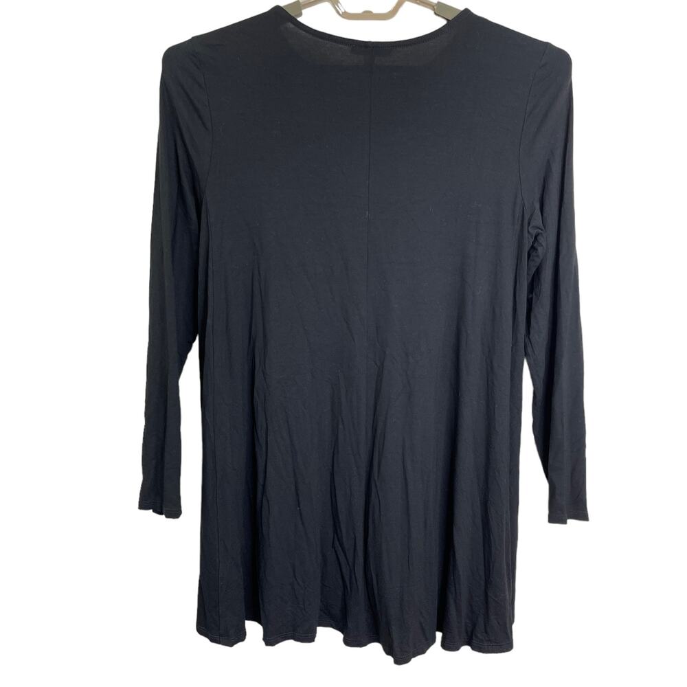Eileen Fisher Womens Long Sleeve Swing Tunic Top Black Size Large